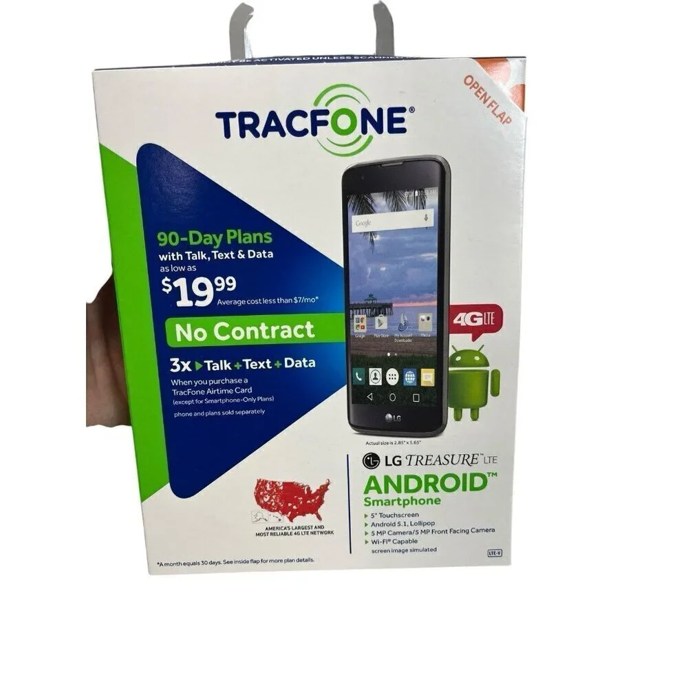 LG Treasure LTE L52VL TracFone 8GB Black Android Smartphone New Factory Sealed